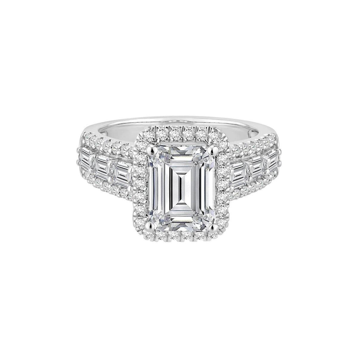 4 1/4 CT. Tw. Lab Grown Diamond Emerald-Cut Ring 14K White Gold Size 7.5