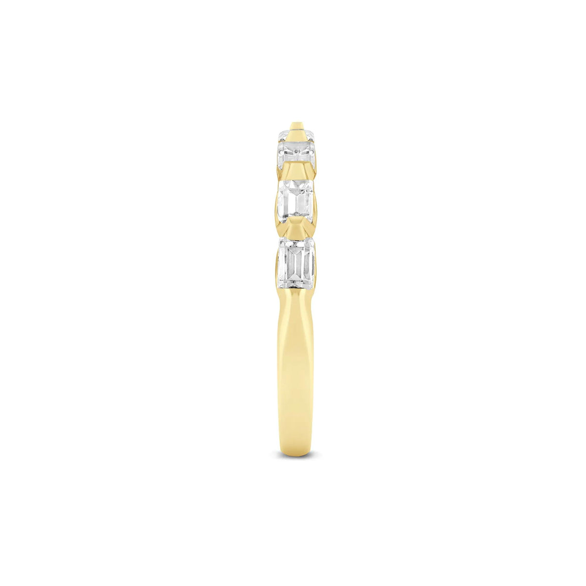 1 CT. Tw. Lab Grown Diamond Emerald-Cut Shared Prong Anniversary Band Ring 14K Yellow Gold Size 7.5 2mm