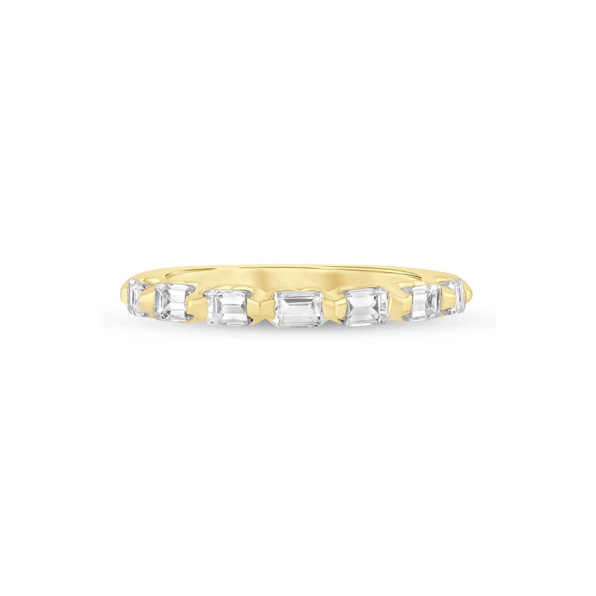 1 CT. Tw. Lab Grown Diamond Emerald-Cut Shared Prong Anniversary Band Ring 14K Yellow Gold Size 5.5 2mm