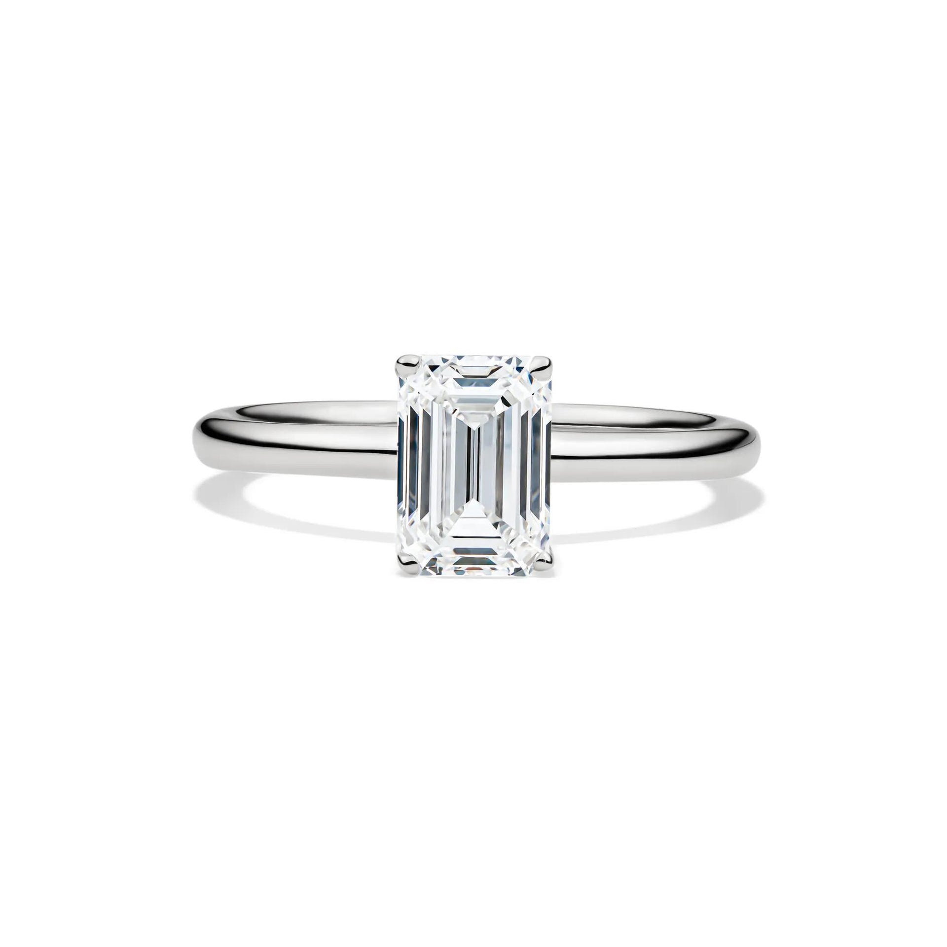 Lab Grown Diamond Emerald-Cut Solitaire Ring 14K White Gold (1/2ct) Size 5 2mm
