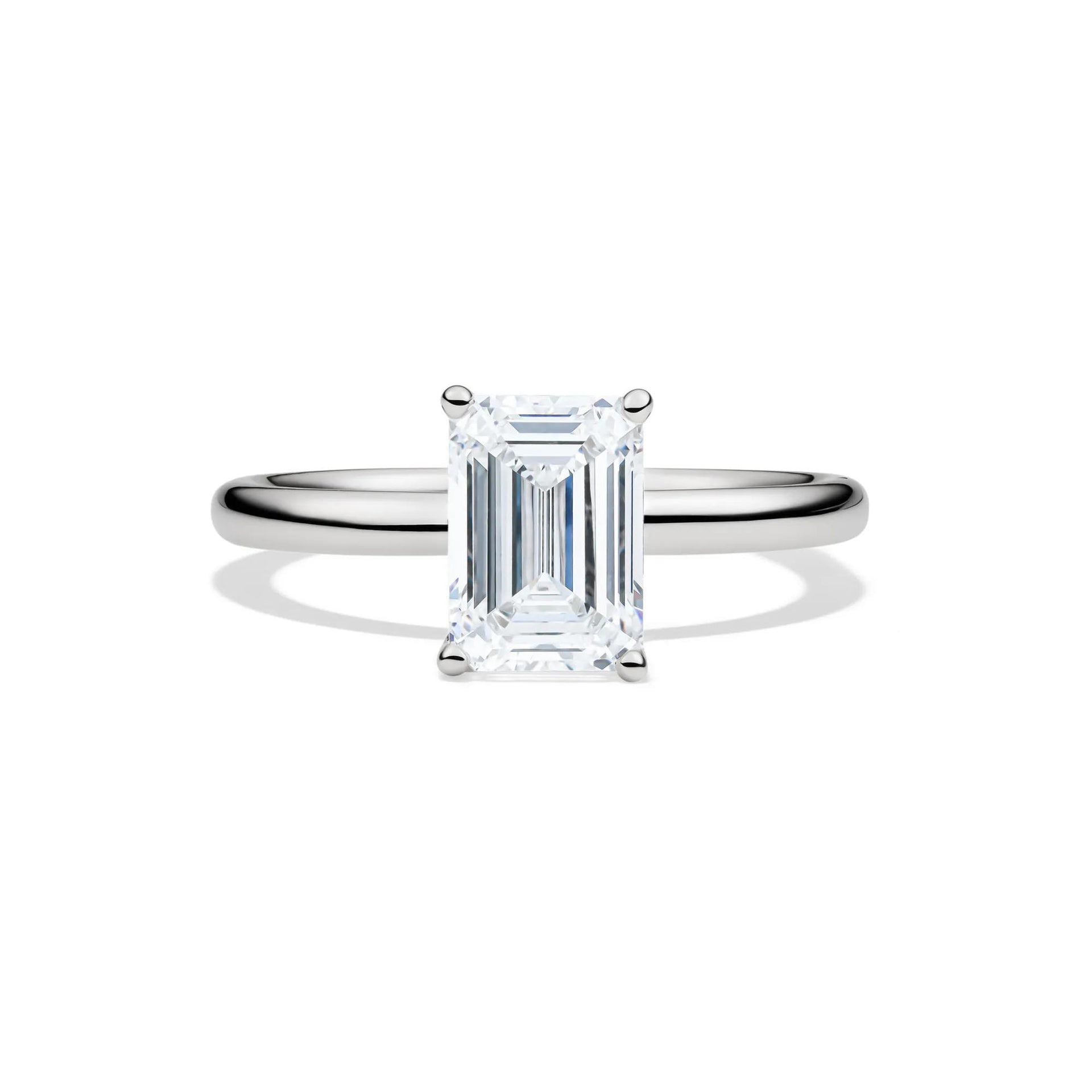 Lab Grown Diamond Emerald-Cut Solitaire 14K White Gold (2 CT.) Ring Size 11.5 2mm