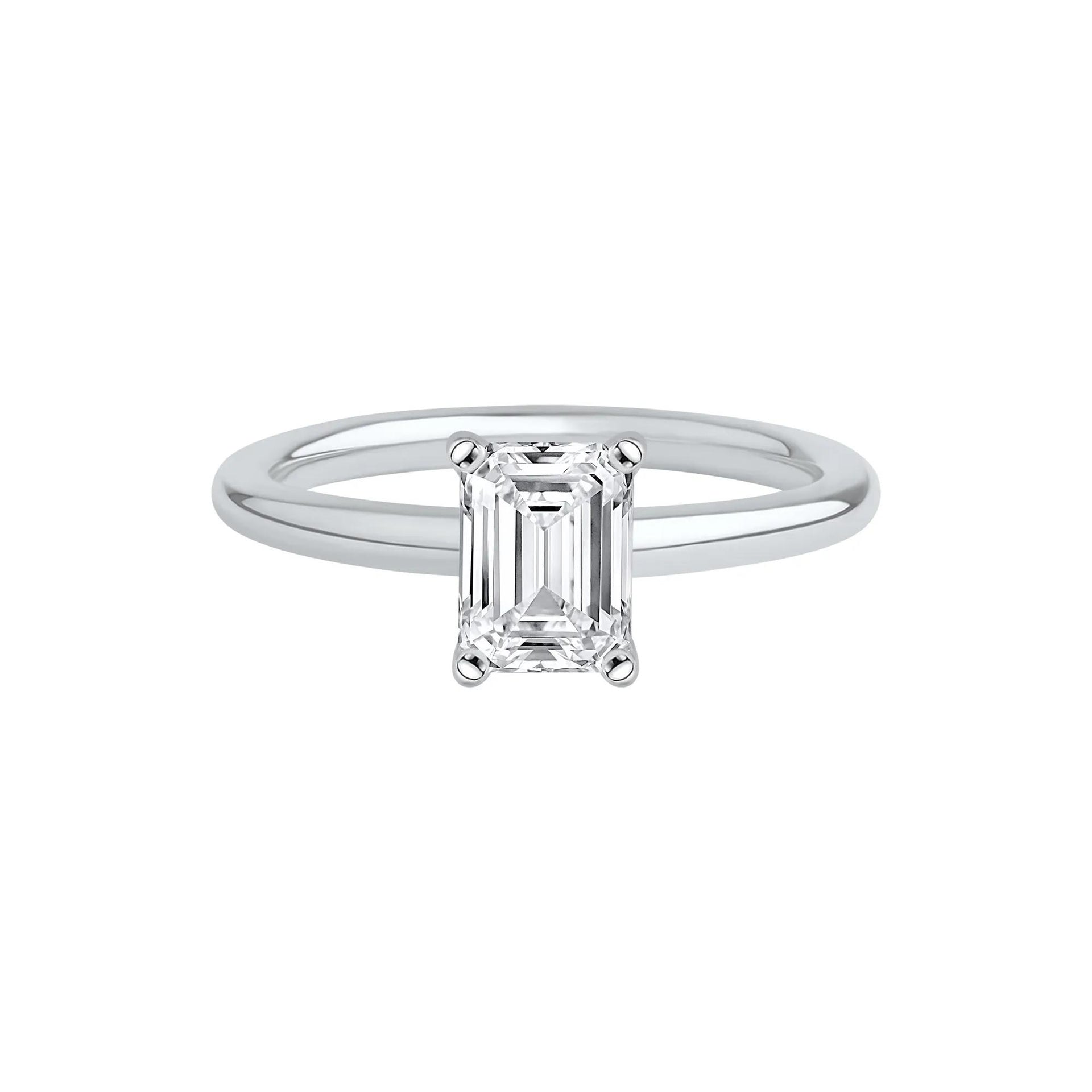 Lab Grown Diamond Emerald-Cut Solitaire Ring 14K White Gold (1 CT.) Size 7 2mm