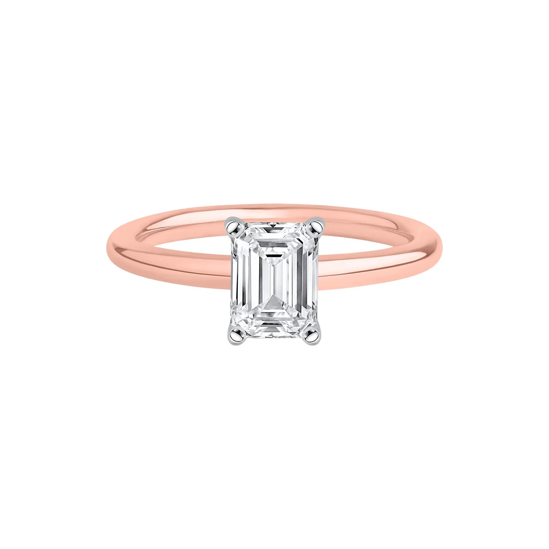 Lab Grown Diamond Emerald-Cut Solitaire Ring 14K Rose Gold (1 CT.) Size 6.5 2mm