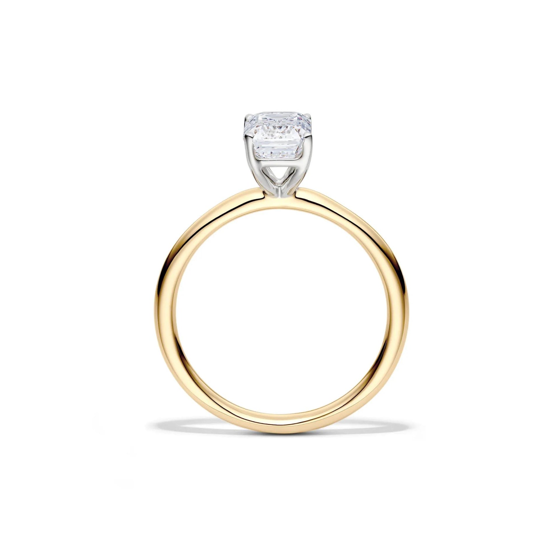 Lab Grown Diamond Emerald-Cut Solitaire Ring 14K Yellow Gold (1/2 CT.) Size 5.5 2mm