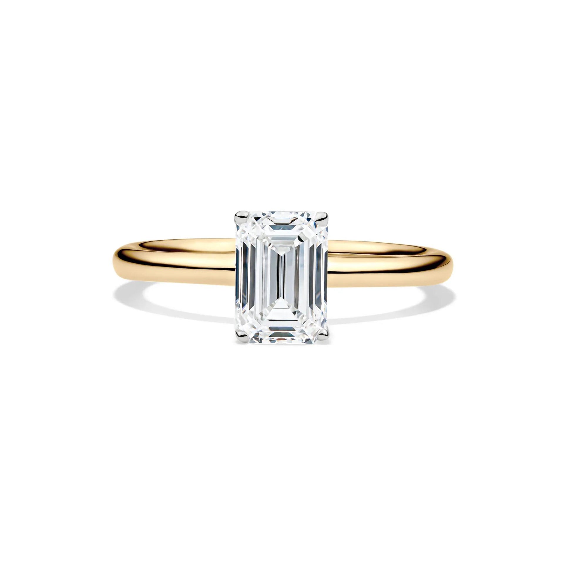 Lab Grown Diamond Emerald-Cut Solitaire Ring 14K Yellow Gold (1/2 CT.) Size 5.5 2mm