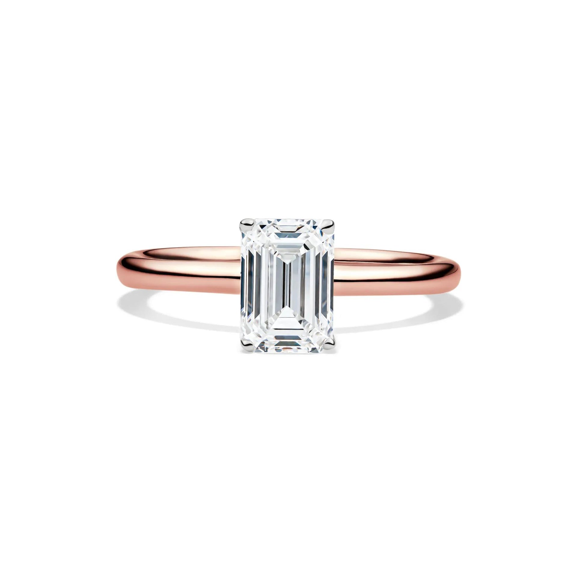 Lab Grown Diamond Emerald-Cut Solitaire Ring 14K Rose Gold (1/2 CT.) Size 8 2mm
