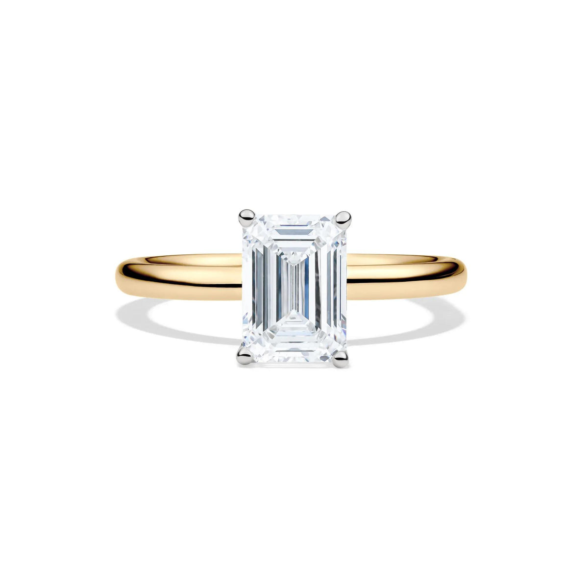 Lab Grown Diamond Emerald-Cut Solitaire Ring 14K Yellow Gold (2 CT.) Size 7 2mm