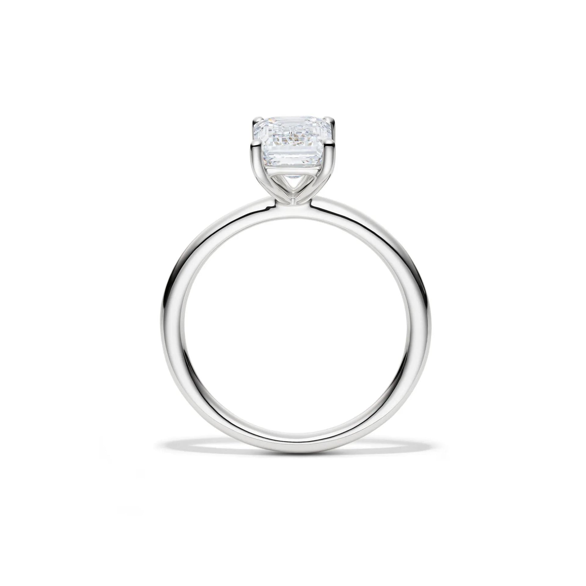 Lab Grown Diamond Emerald-Cut Solitaire Ring Platinum (2 CT.) White Size 5.5 2mm