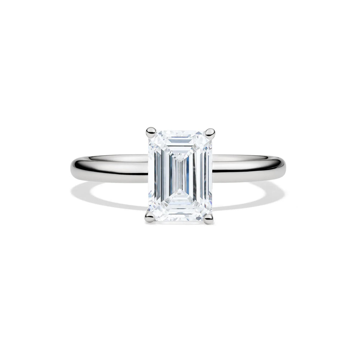 Lab Grown Diamond Emerald-Cut Solitaire Ring Platinum (2 CT.) White Size 5 2mm