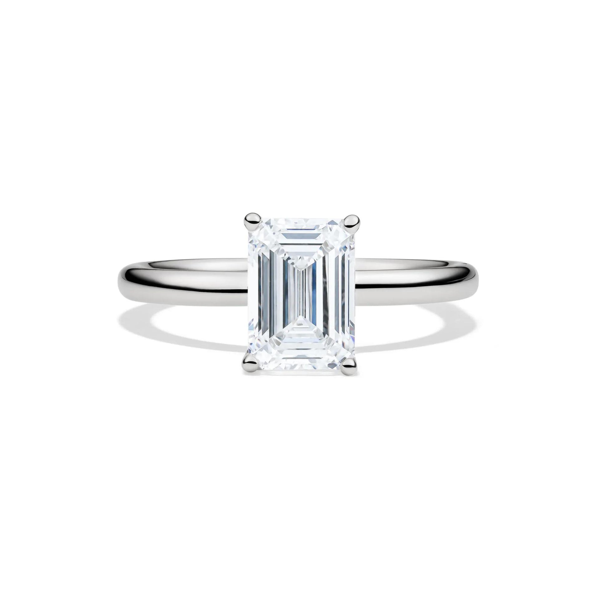 Lab Grown Diamond Emerald-Cut Solitaire Ring Platinum (2 CT.) White Size 5.5 2mm