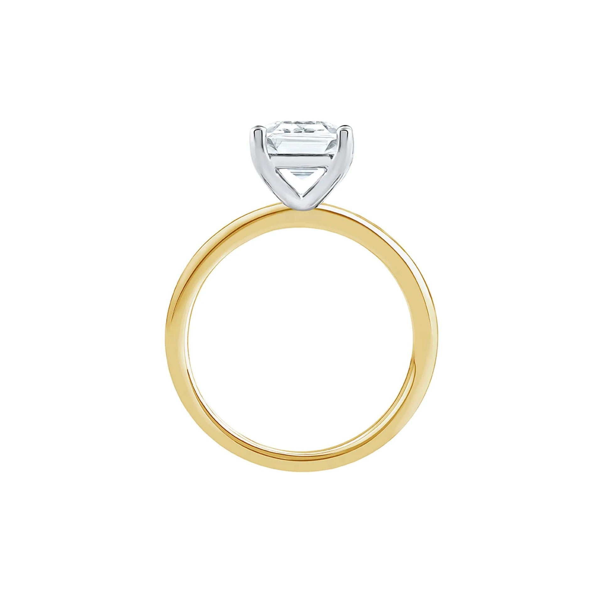 Lab Grown Diamond Emerald-Cut Solitaire Ring 14K Yellow Gold (3 CT.) Size 5 2mm