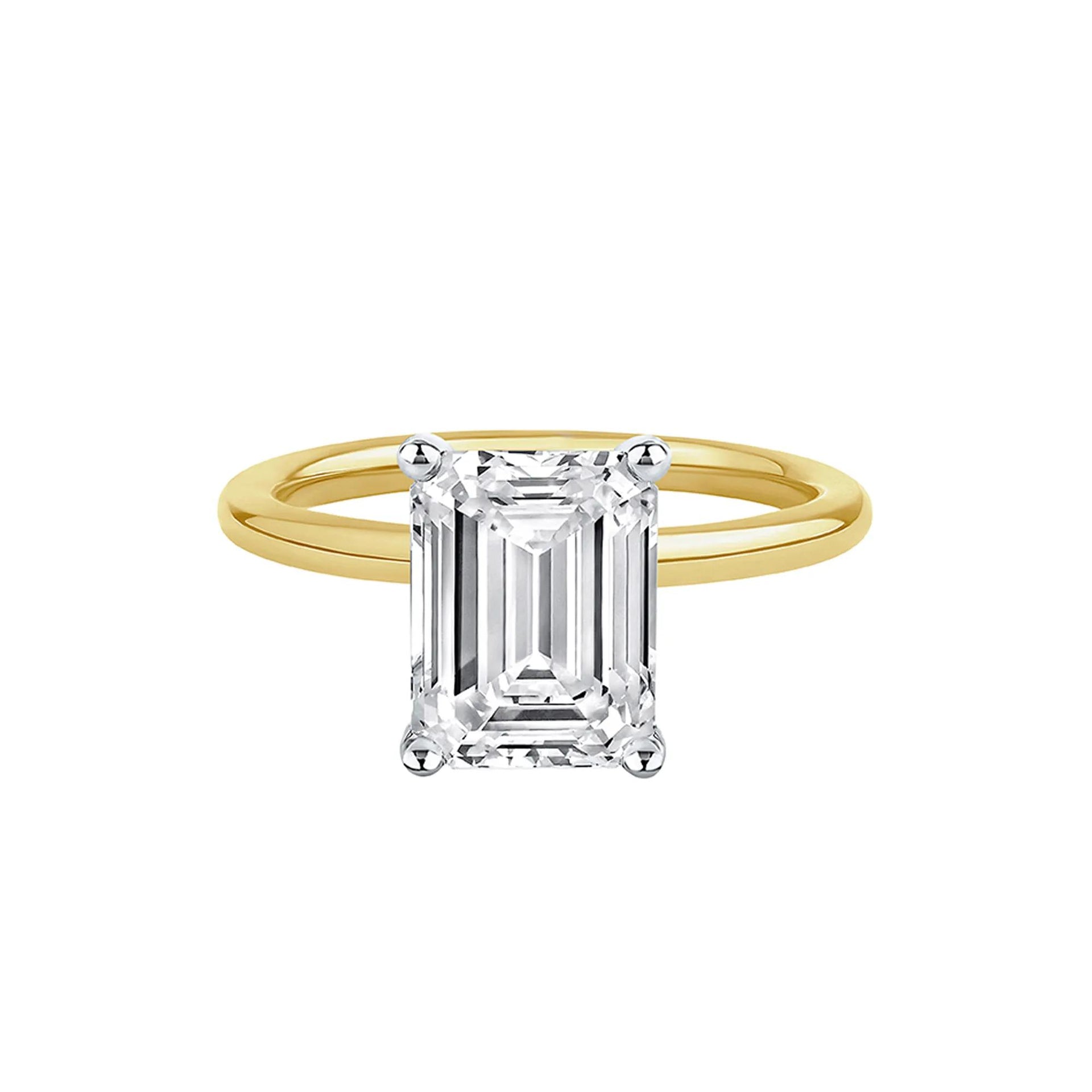 Lab Grown Diamond Emerald-Cut Solitaire Ring 14K Yellow Gold (3 CT.) Size 5 2mm