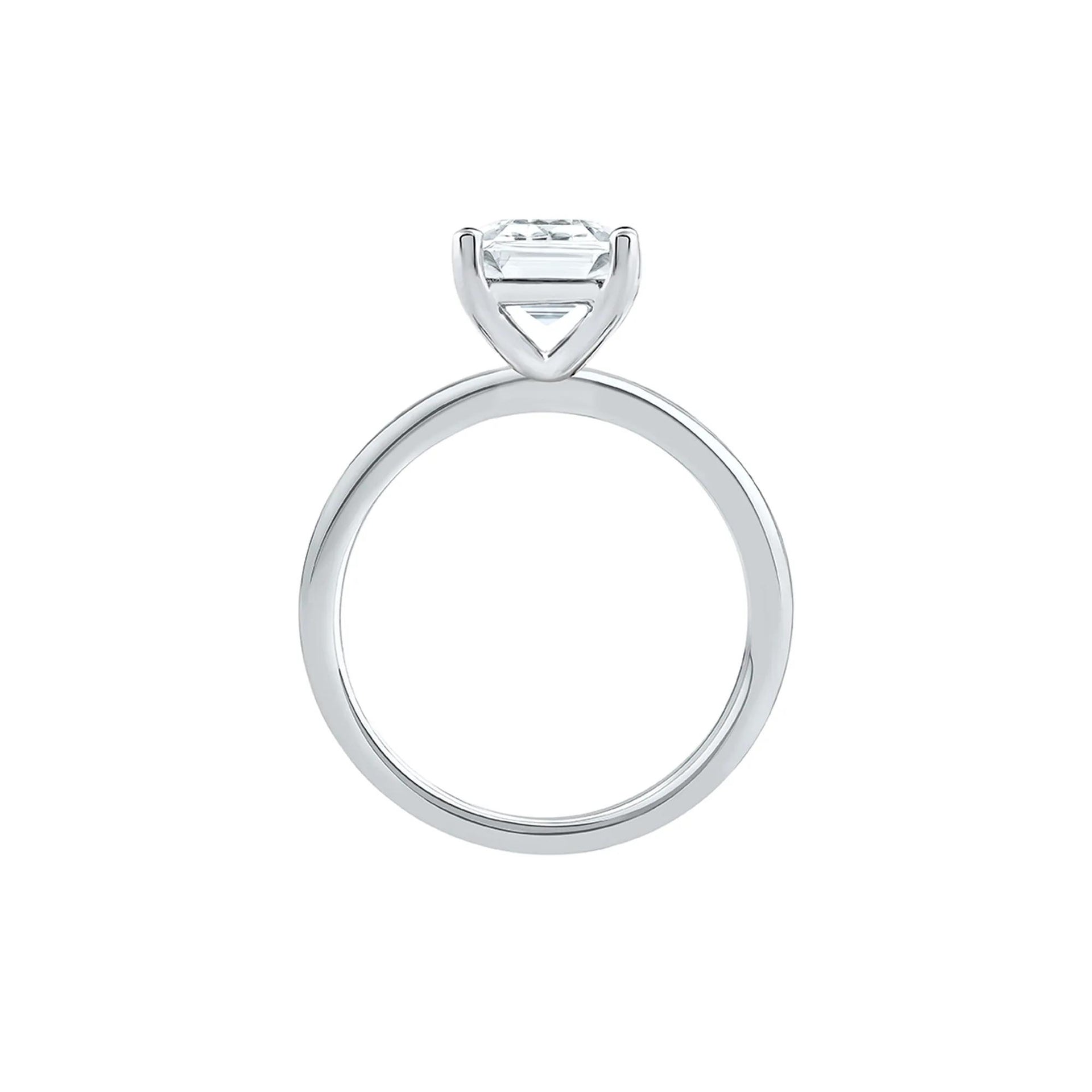 Lab Grown Diamond Emerald-Cut Solitaire Ring Platinum (3 CT.) White Size 5 2mm