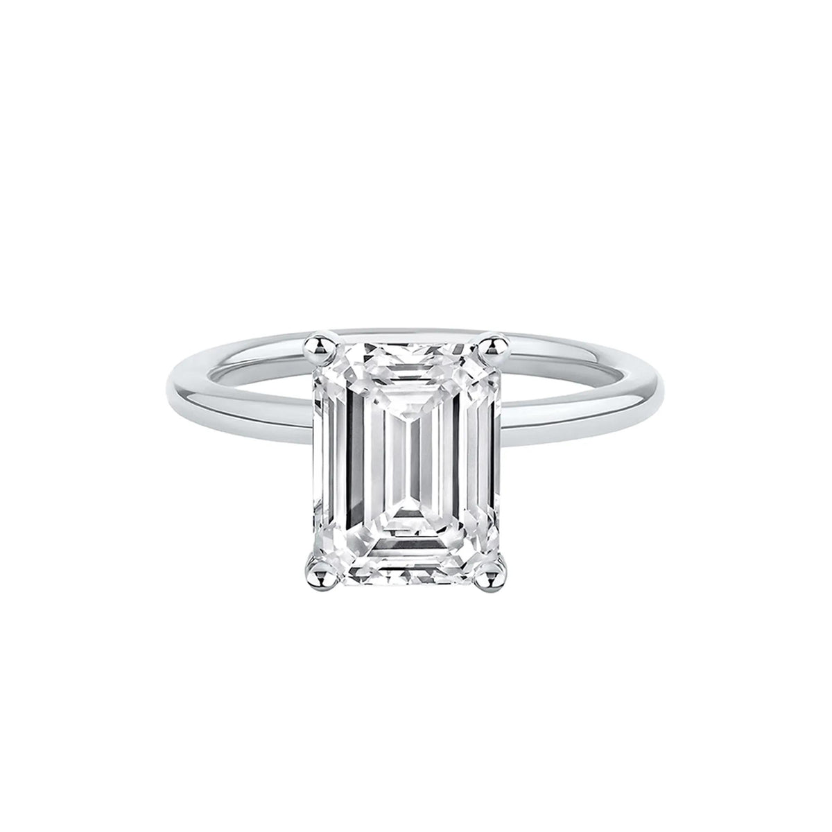 Lab Grown Diamond Emerald-Cut Solitaire Ring Platinum (3 CT.) White Size 8.5 2mm
