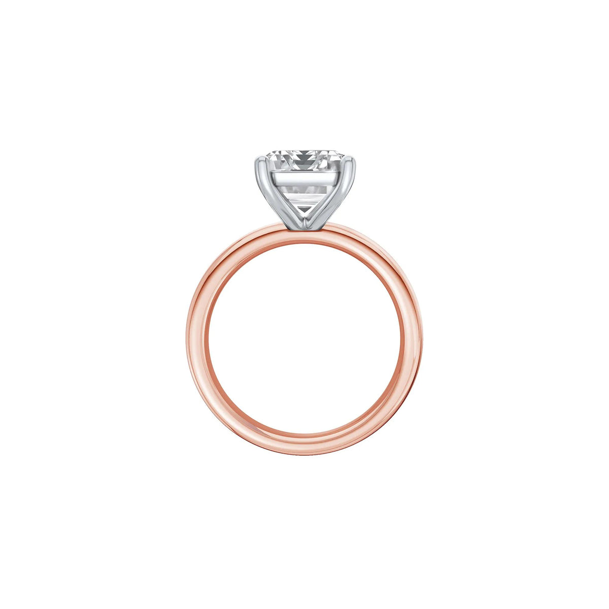Lab Grown Diamond Emerald-Cut Solitaire Ring 14K Rose & White Gold (5 CT.) Size 11.5 2mm