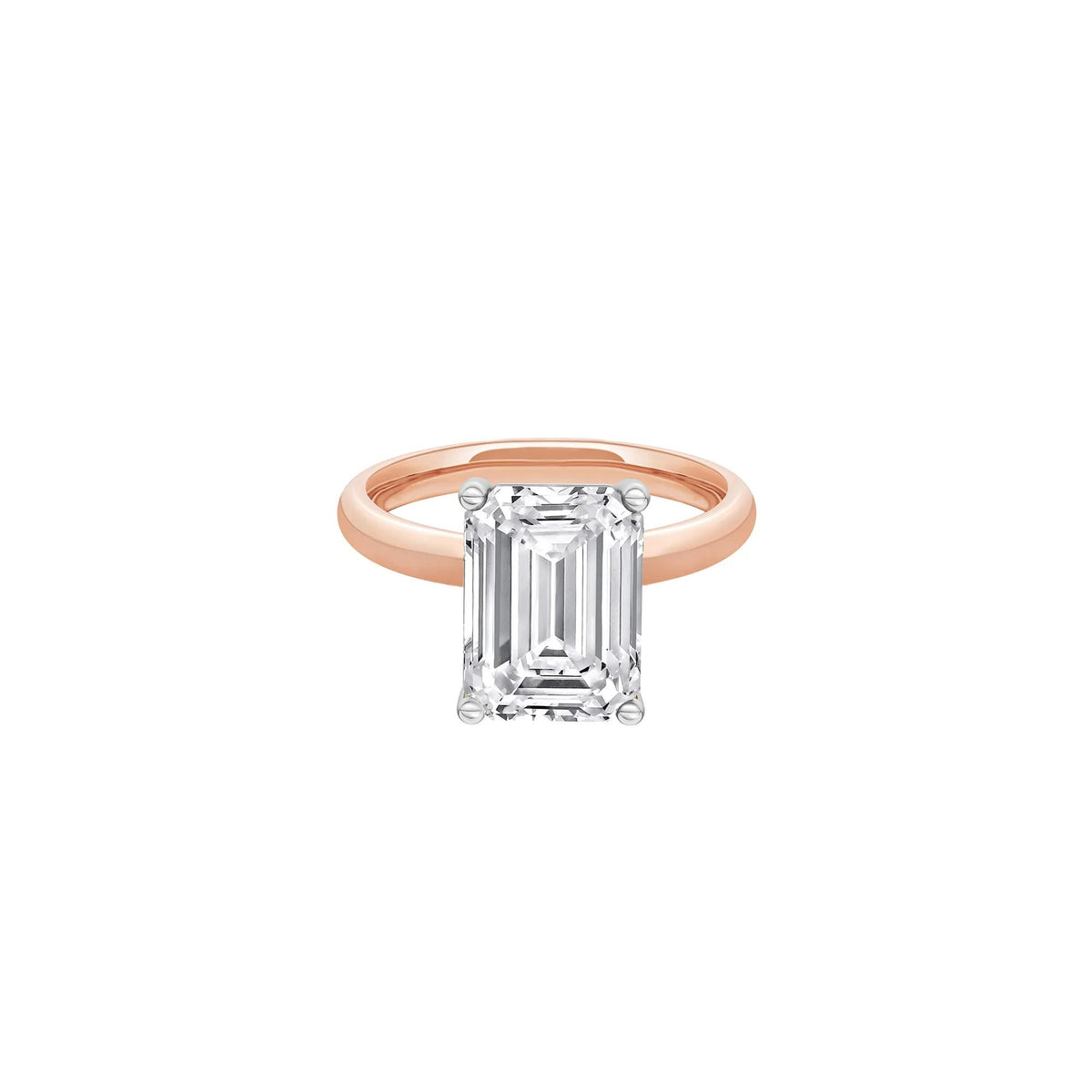 Lab Grown Diamond Emerald-Cut Solitaire Ring 14K Rose & White Gold (5 CT.) Size 11.5 2mm
