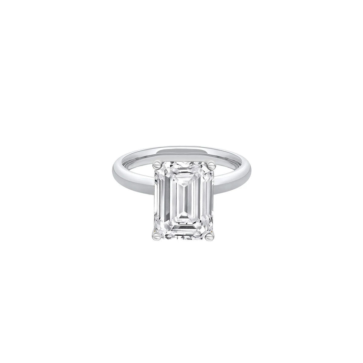Lab Grown Diamond Emerald-Cut Solitaire Ring Platinum (5 CT.) White Size 9.5 2mm
