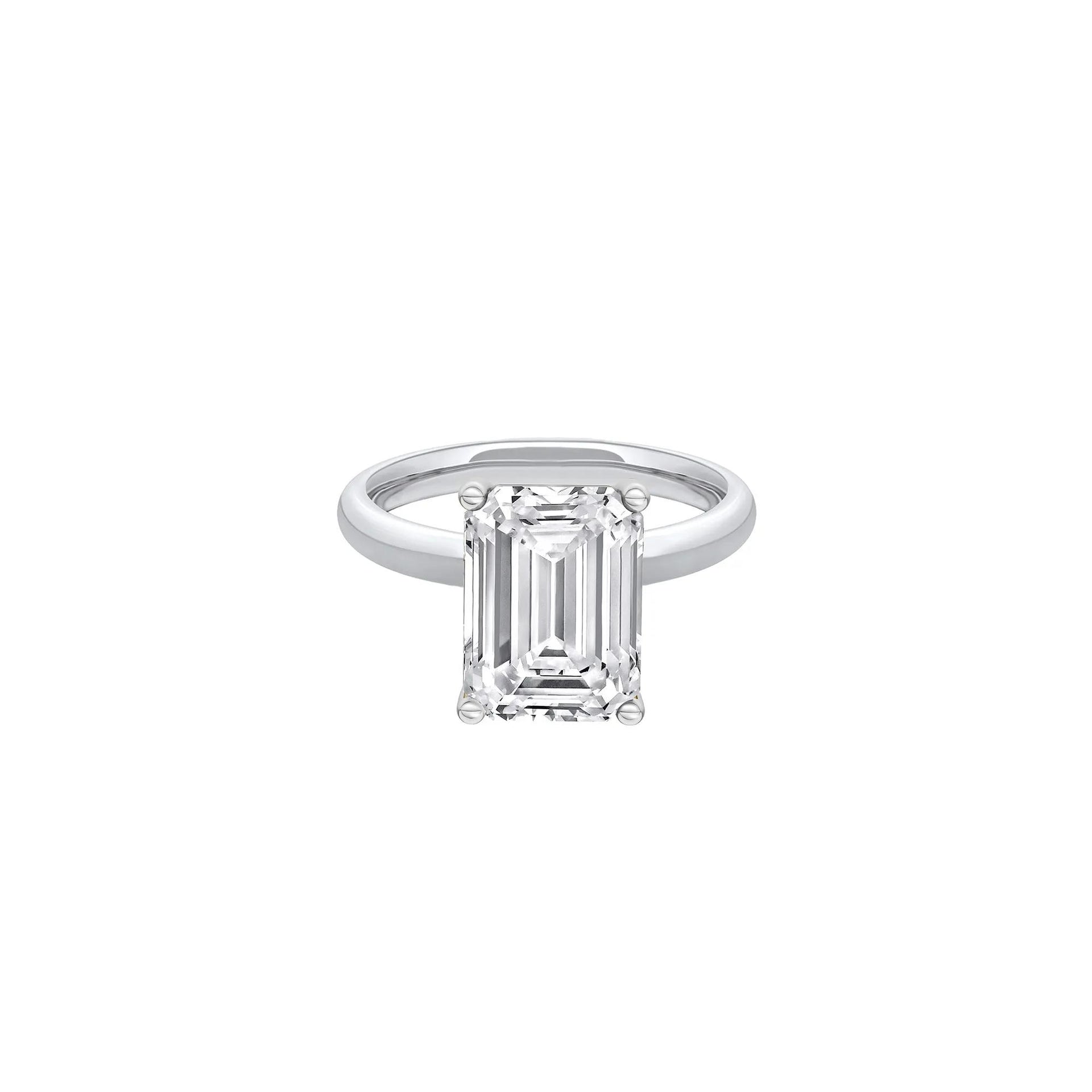 Lab Grown Diamond Emerald-Cut Solitaire Ring Platinum (5 CT.) White Size 12 2mm