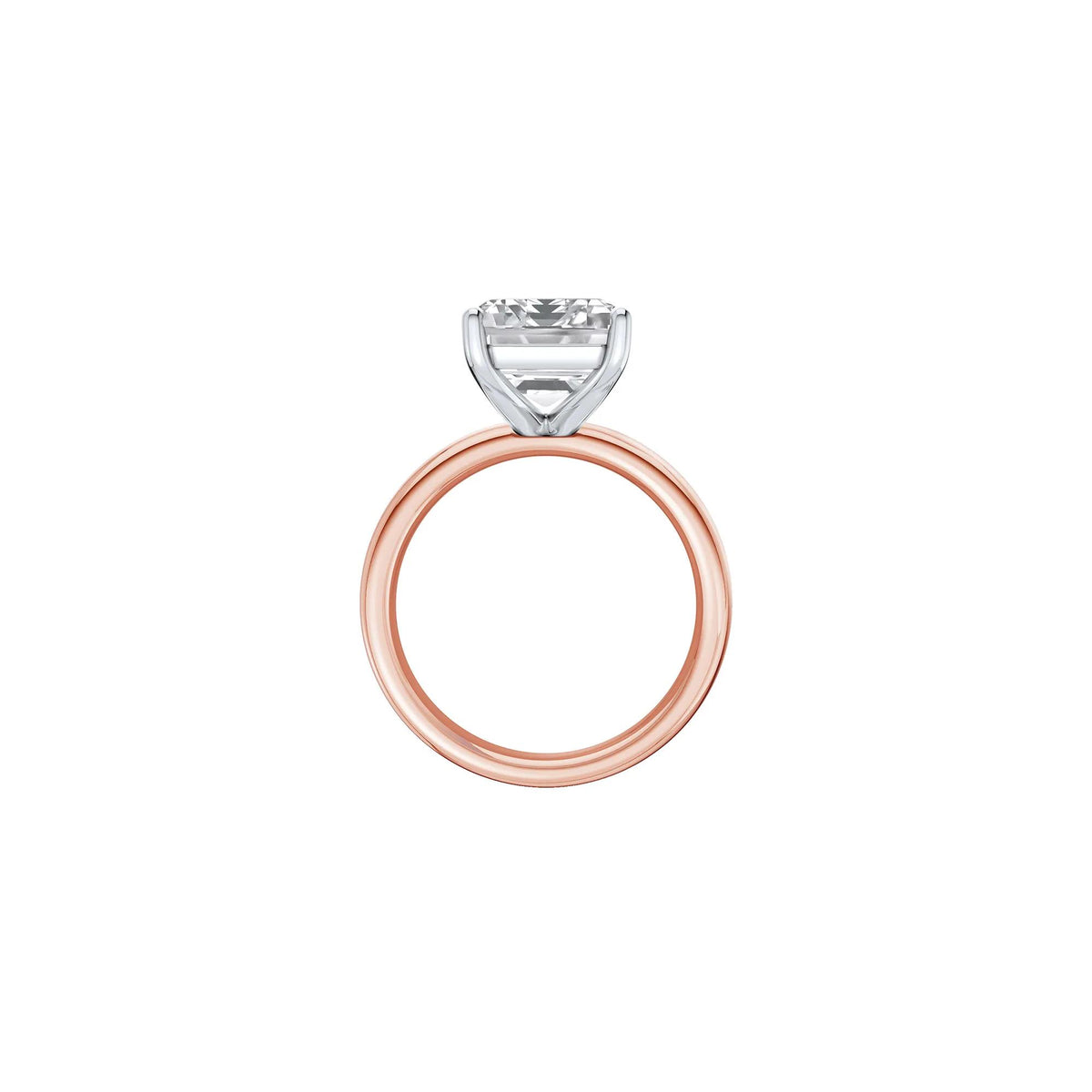 Lab Grown Diamond Emerald-Cut Solitaire Ring 14K Rose & White Gold (6 CT.) Size 9 2mm