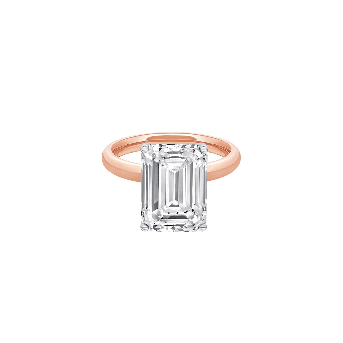 Lab Grown Diamond Emerald-Cut Solitaire Ring 14K Rose & White Gold (6 CT.) Size 9 2mm