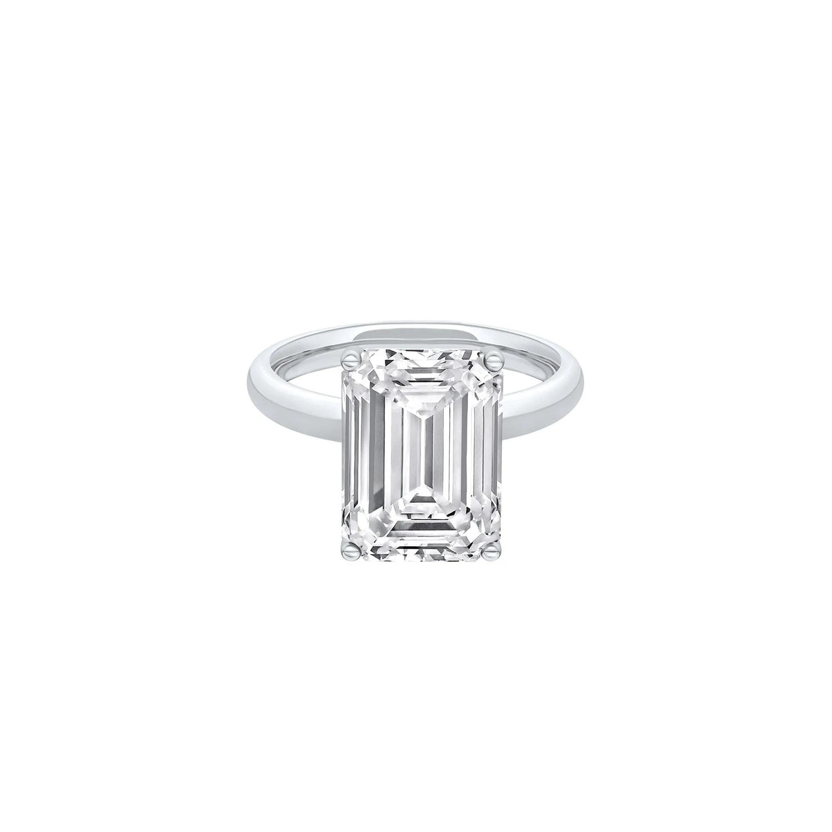 Lab Grown Diamond Emerald-Cut Solitaire Ring 14K White Gold (6 CT.) Size 4.5 2mm