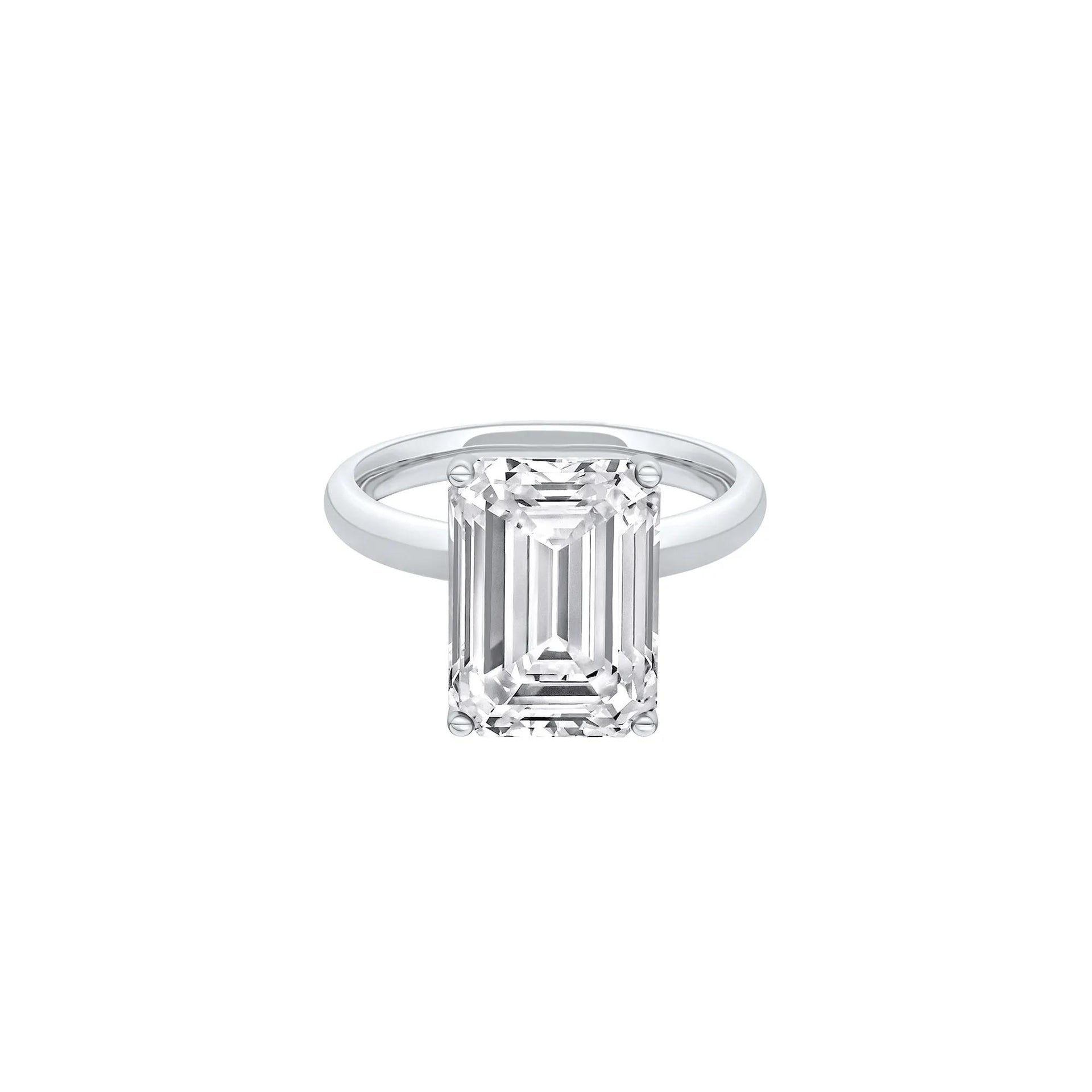 Lab Grown Diamond Emerald-Cut Solitaire Ring Platinum (6 CT.) White Size 7.5 2mm