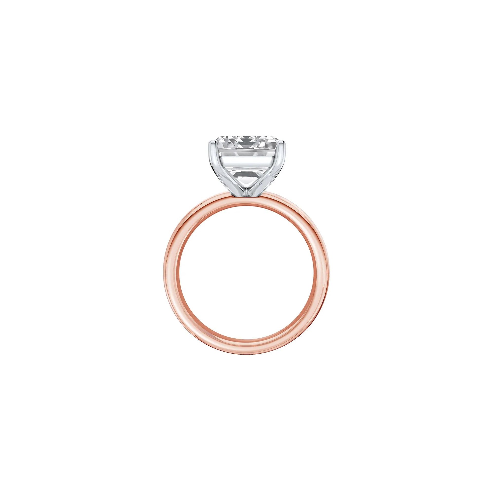 Lab Grown Diamond Emerald-Cut Solitaire Ring 14K Rose & White Gold (7 CT.) Size 7 2mm