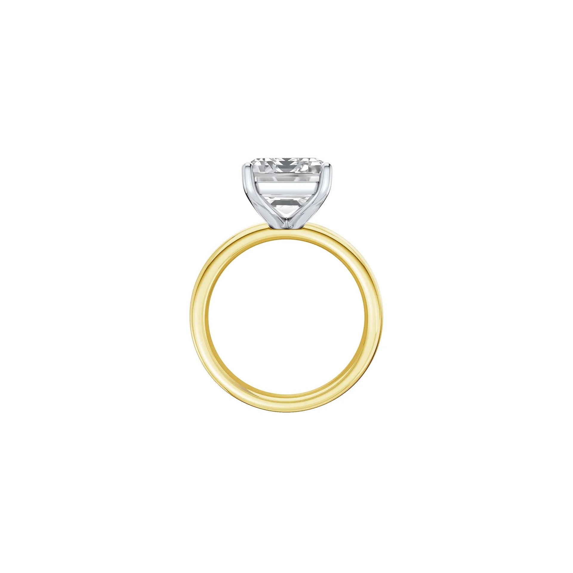 Lab Grown Diamond Emerald-Cut Solitaire Ring 14K Yellow & White Gold (7 CT.) Size 8.5 2mm