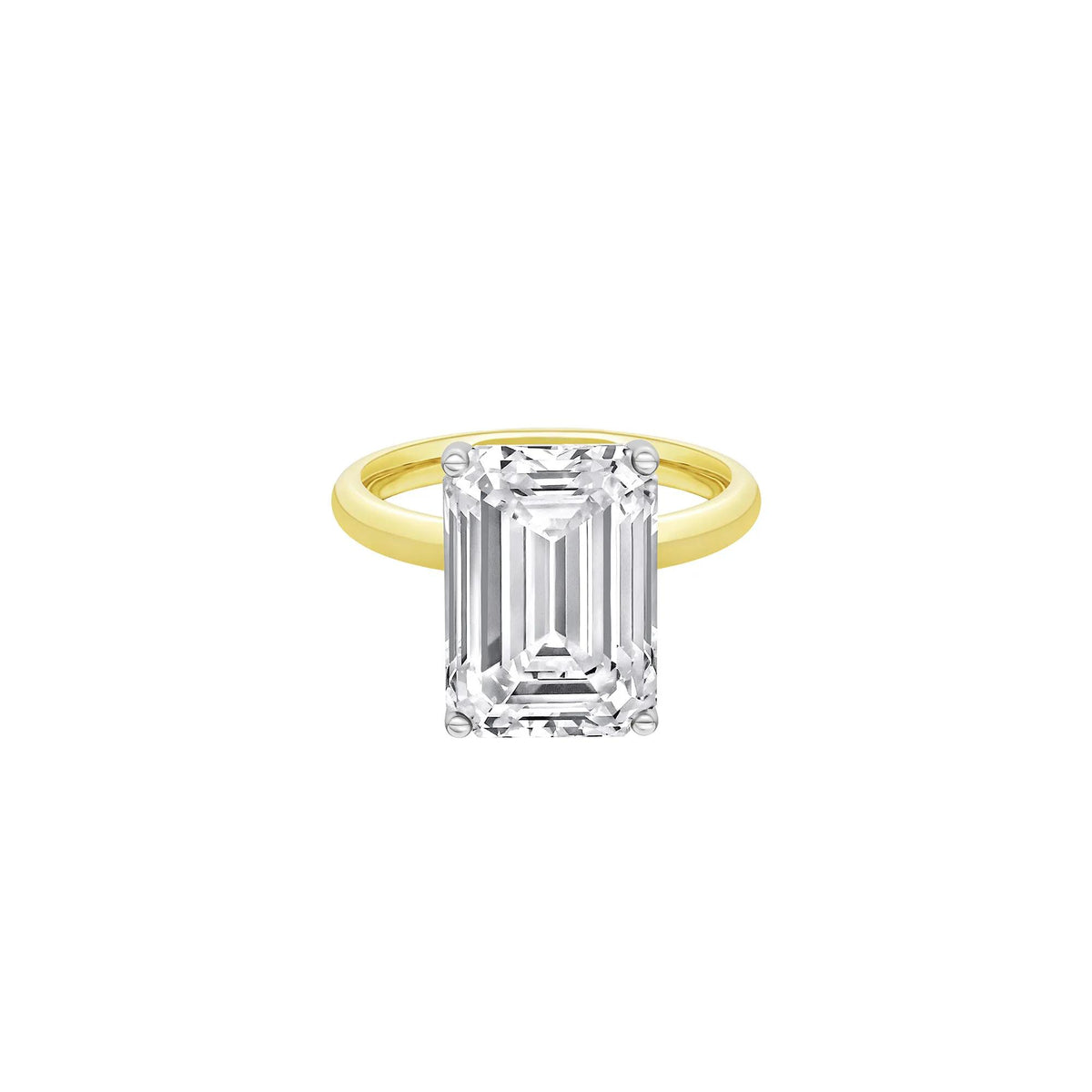Lab Grown Diamond Emerald-Cut Solitaire Ring 14K Yellow & White Gold (7 CT.) Size 12 2mm