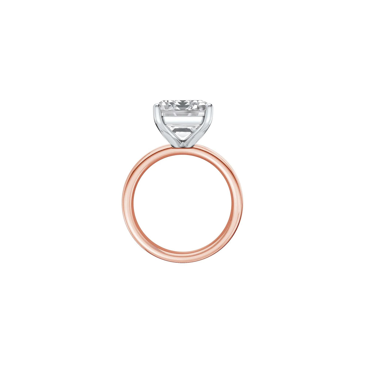 Lab Grown Diamond Emerald-Cut Solitaire Ring 14K Rose & White Gold (8 CT.) Size 10 2mm