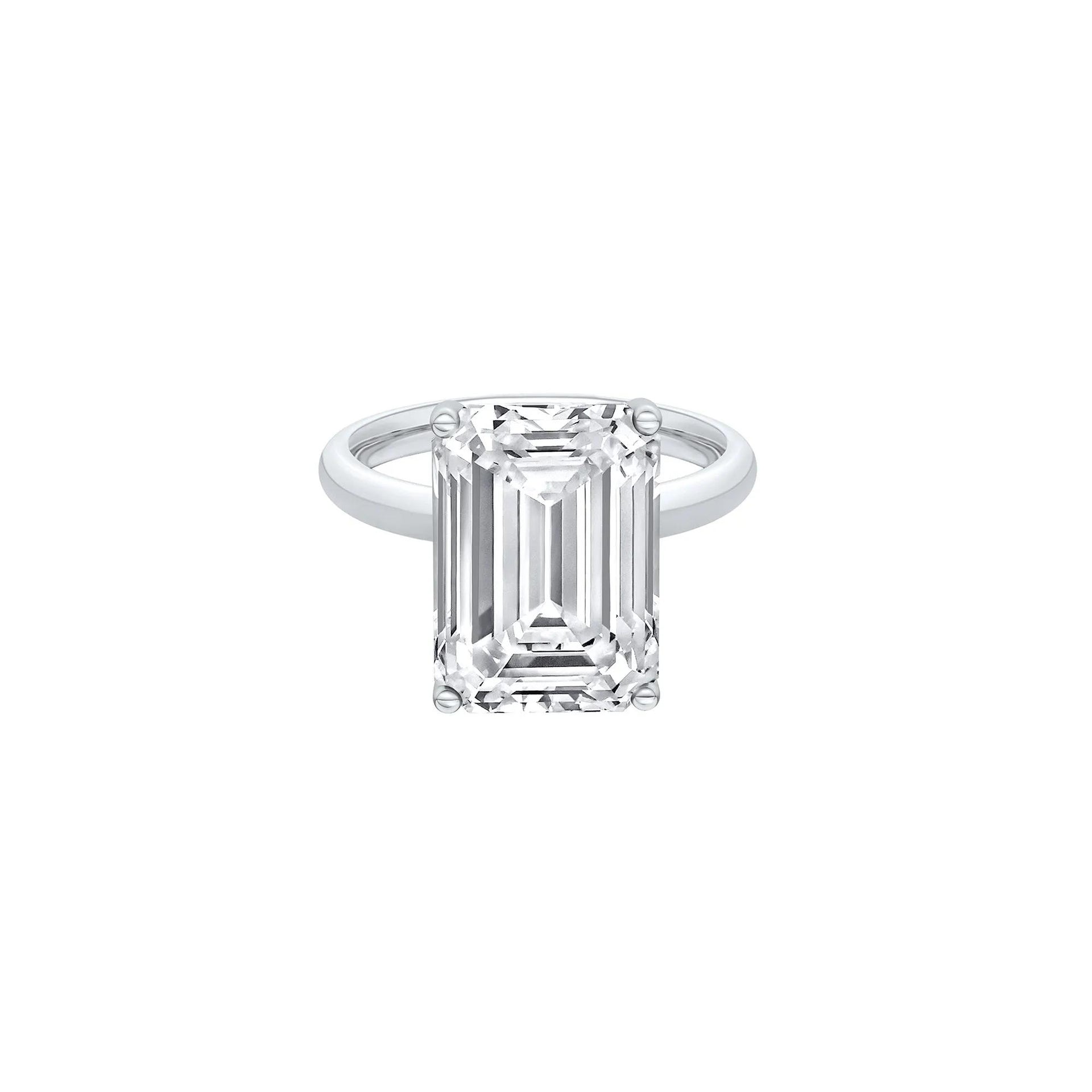 Lab Grown Diamond Emerald-Cut Solitaire Ring 14K White Gold (8 CT.) Size 5 2mm