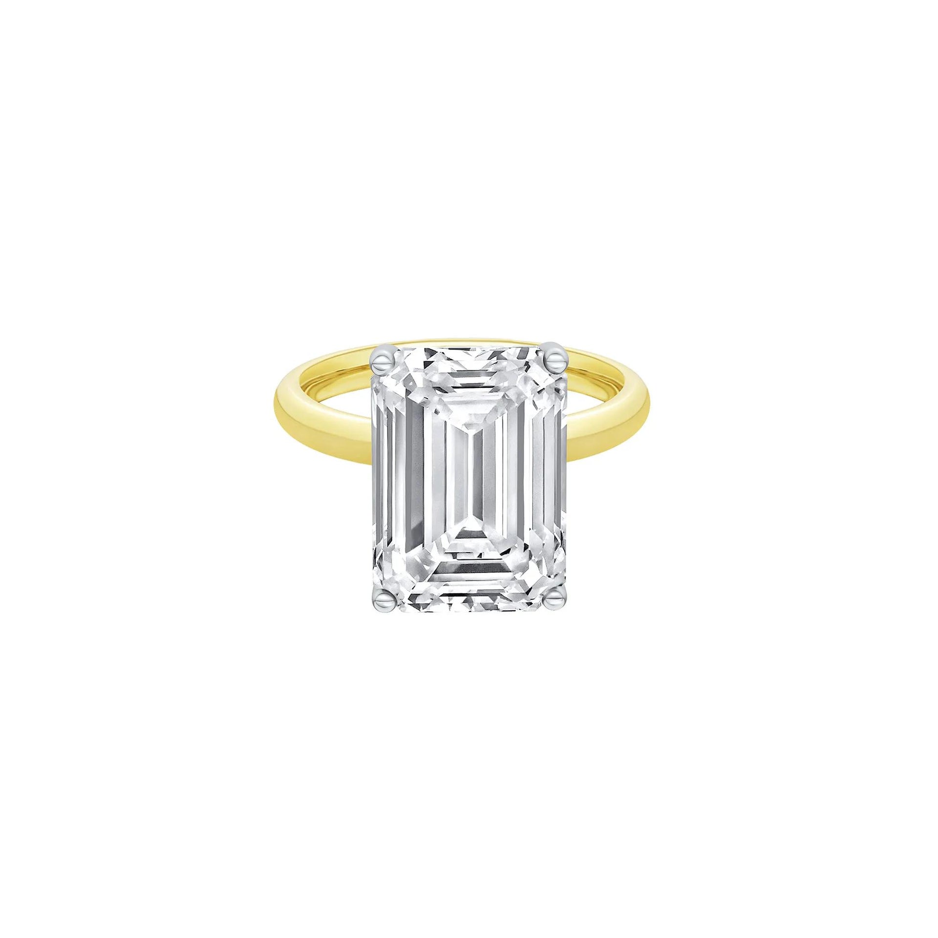 Lab Grown Diamond Emerald-Cut Solitaire Ring 14K Yellow & White Gold (8 CT.) Size 5 2mm