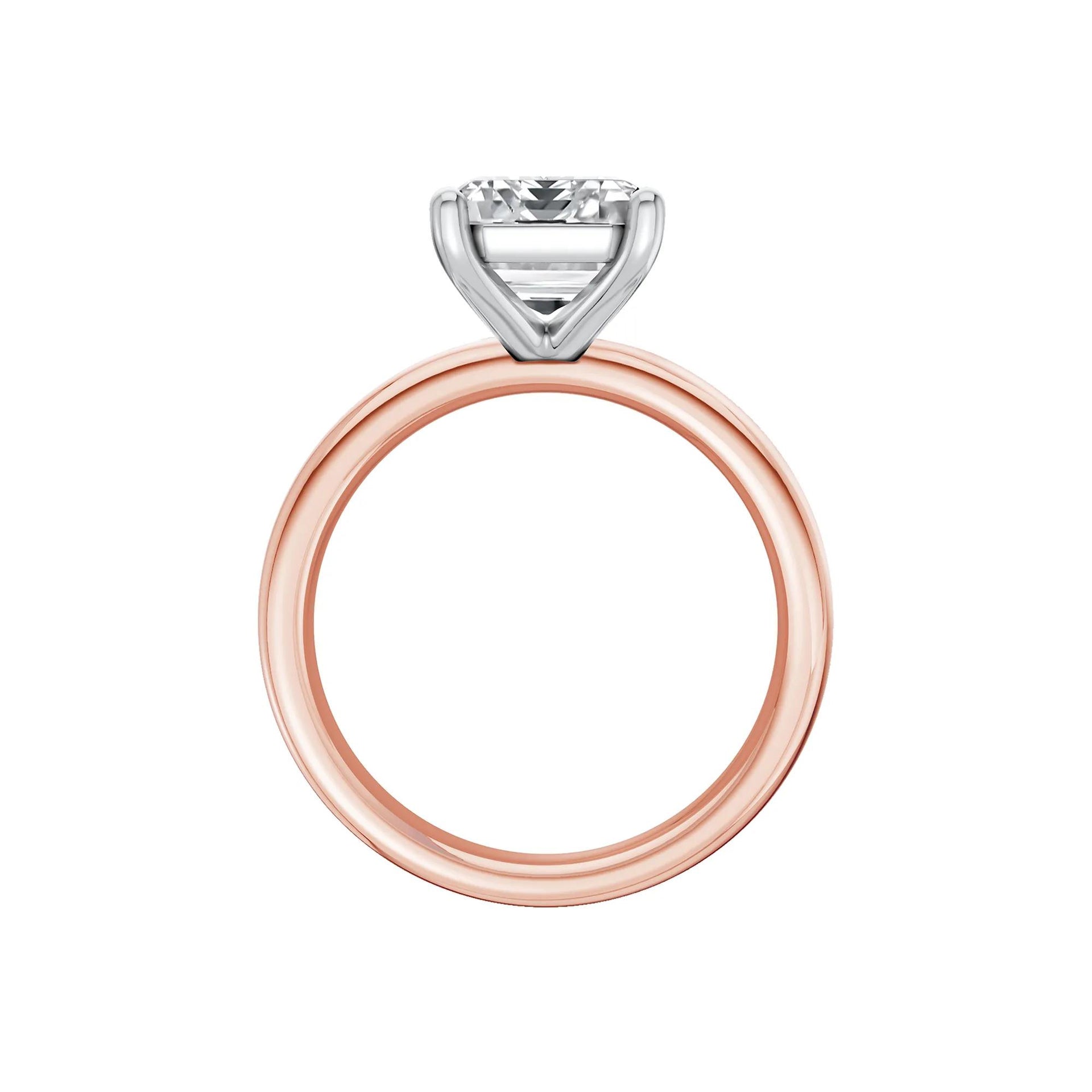 Lab Grown Diamond Emerald-Cut Solitaire Engagement Ring 14K Rose & White Gold (4 CT.) Size 9 2mm