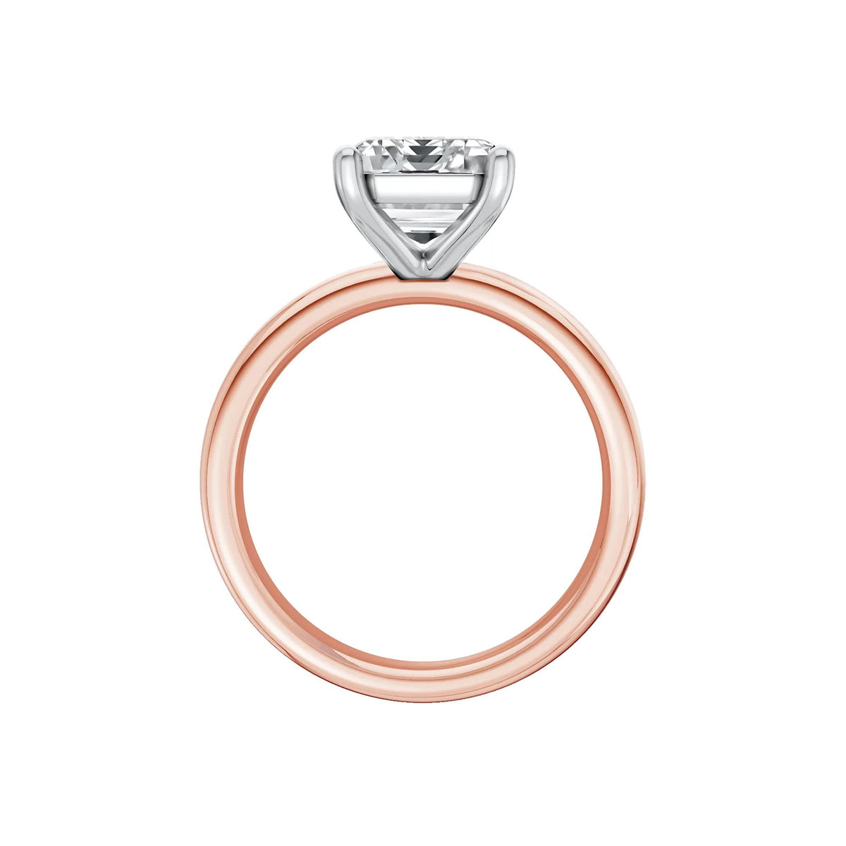 Lab Grown Diamond Emerald-Cut Solitaire Engagement Ring 14K Rose & White Gold (4 CT.) Size 5.5 2mm