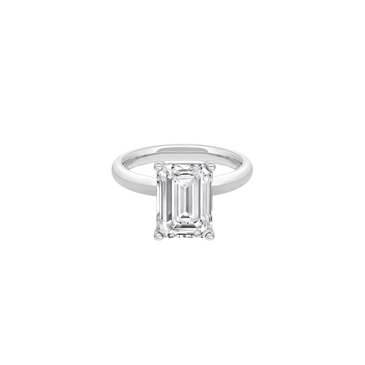 Lab Grown Diamond Emerald-Cut Solitaire Ring 14K White Gold (4 CT.) Size 7 2mm