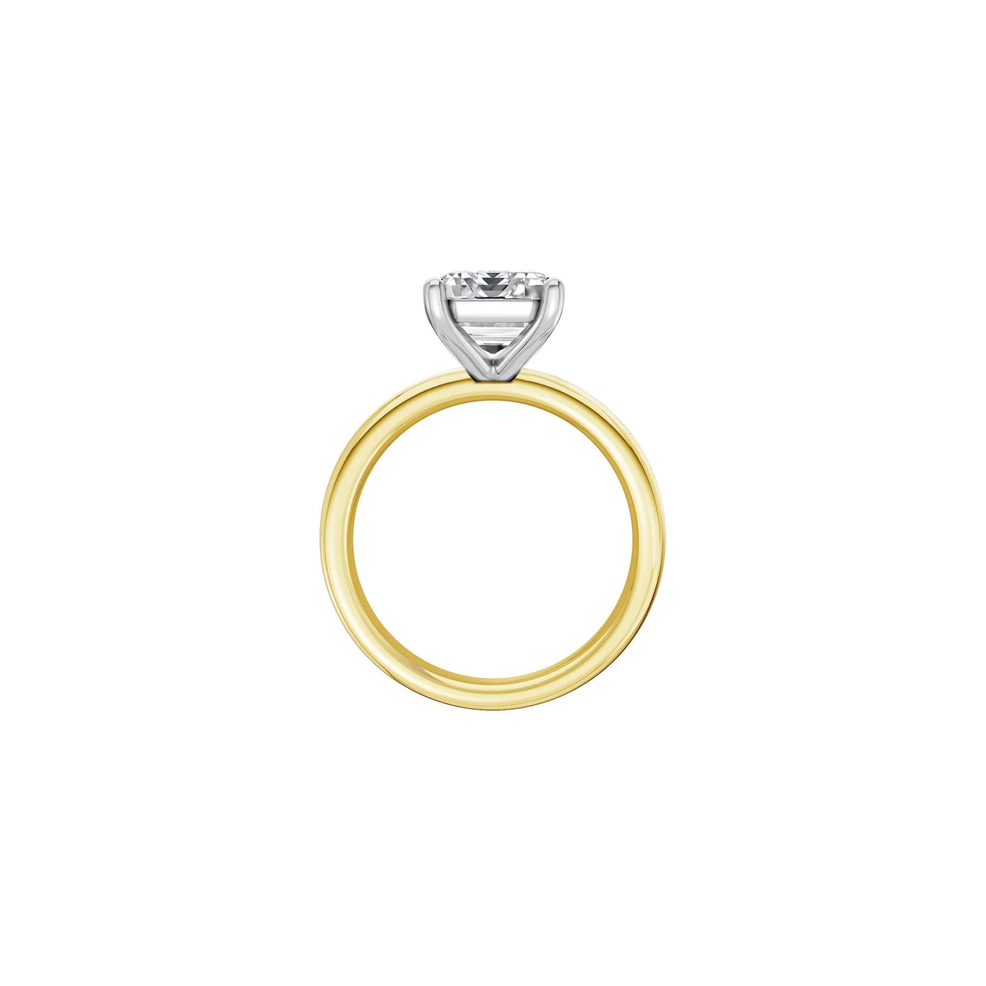 Lab Grown Diamond Emerald-Cut Solitaire Ring 14K Yellow & White Gold (4 CT.) Size 9 2mm