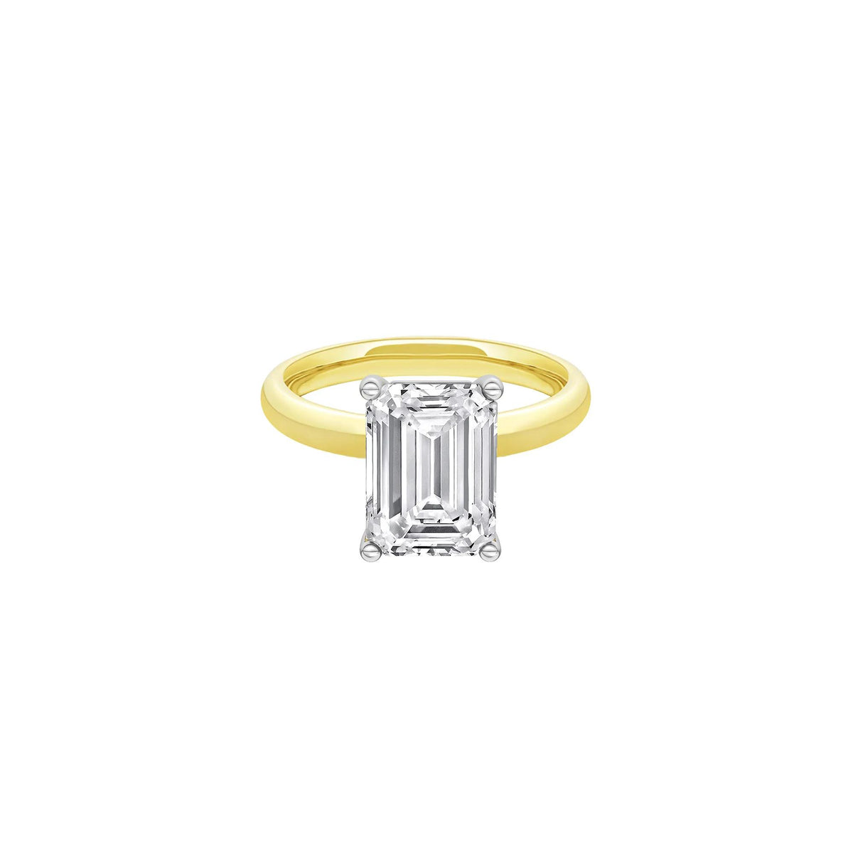 Lab Grown Diamond Emerald-Cut Solitaire Ring 14K Yellow & White Gold (4 CT.) Size 9 2mm