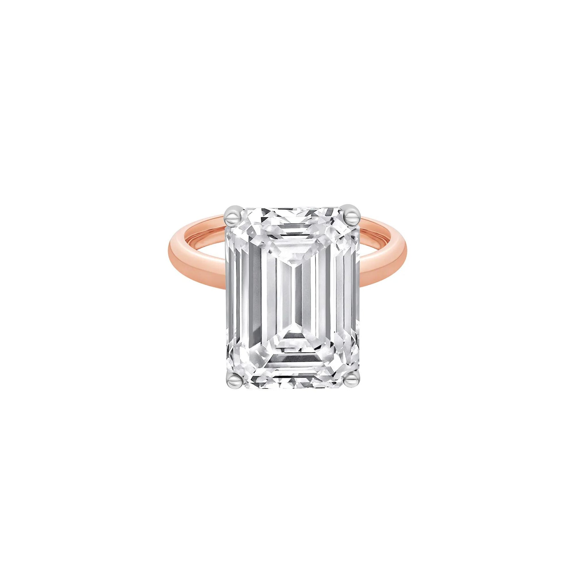 Lab Grown Diamond Emerald-Cut Solitaire Ring 14K Rose & White Gold (10 CT.) Size 9 2mm