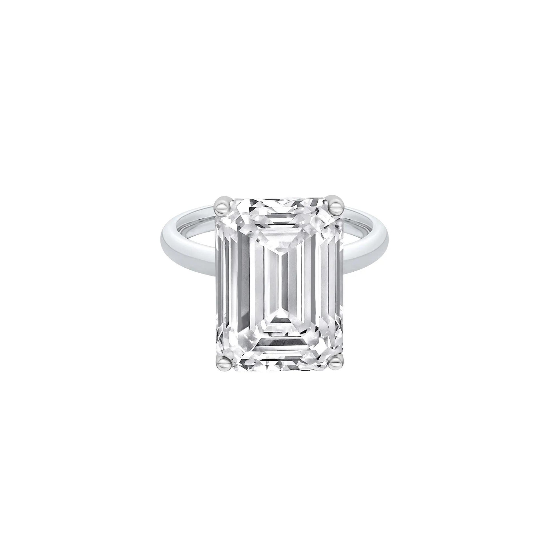 Lab Grown Diamond Emerald-Cut Solitaire Ring 14K White Gold (10 CT.) Size 7.5 2mm