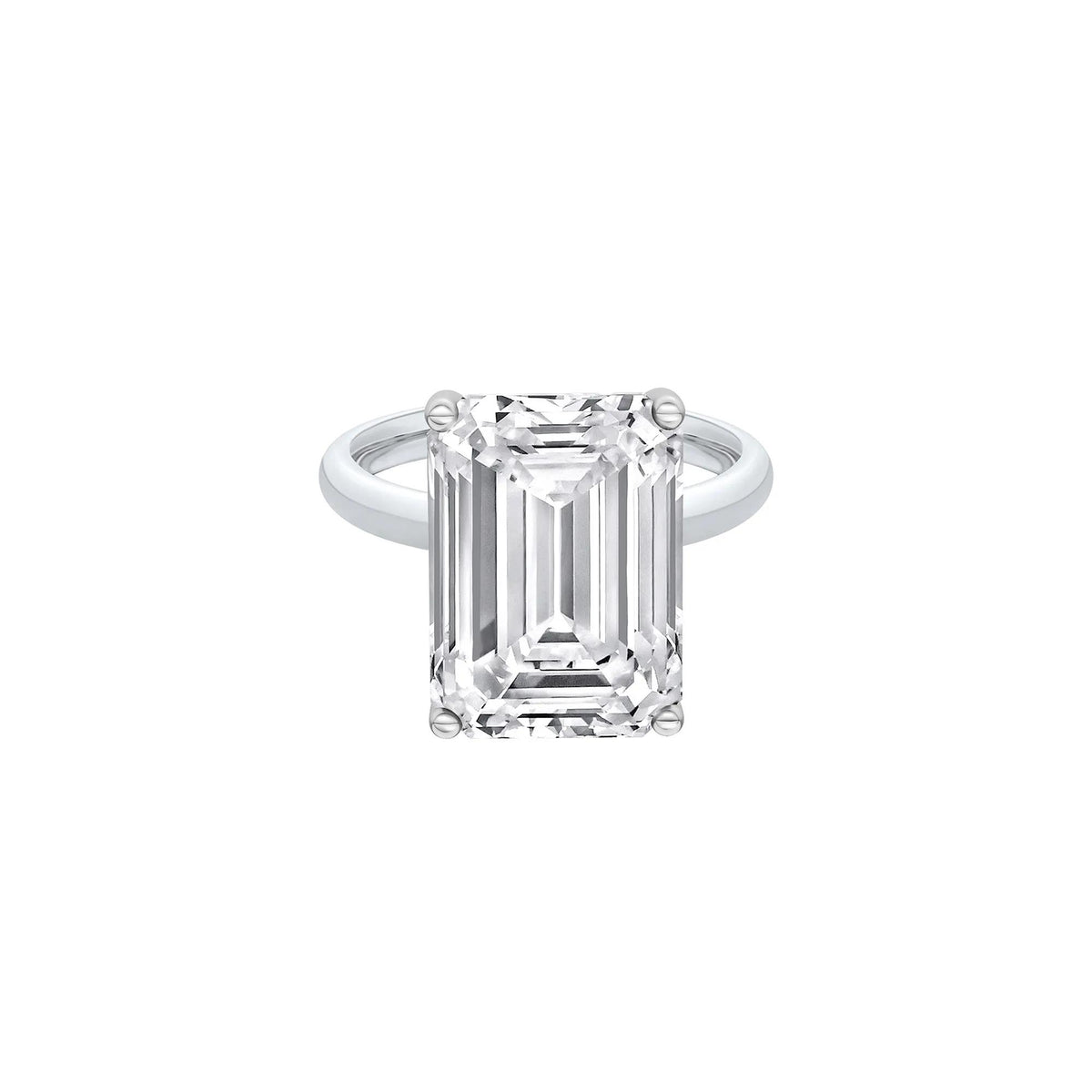 Lab Grown Diamond Emerald-Cut Solitaire Ring 14K White Gold (10 CT.) Size 4 2mm