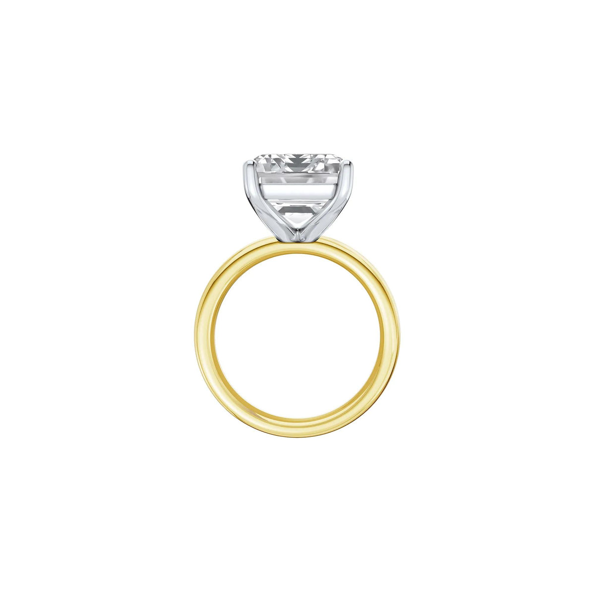 Lab Grown Diamond Emerald-Cut Solitaire Ring 14K Yellow & White Gold (10 CT.) Size 10.5 2mm