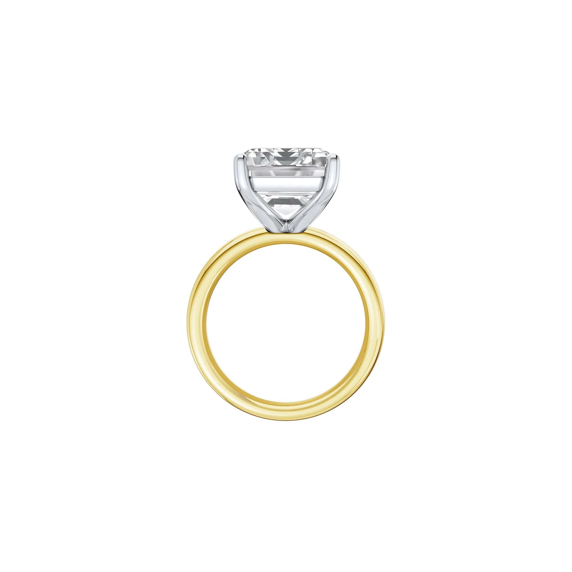 Lab Grown Diamond Emerald-Cut Solitaire Ring 14K Yellow & White Gold (10 CT.) Size 9 2mm