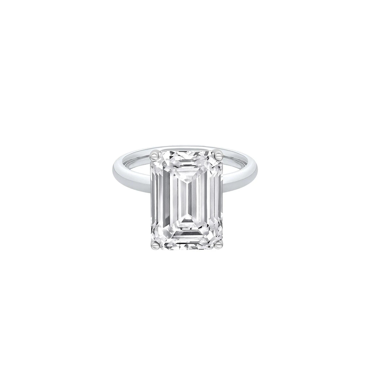 Lab Grown Diamond Emerald-Cut Solitaire Engagement Ring 14K White Gold (7 CT.) Size 4.5 2mm