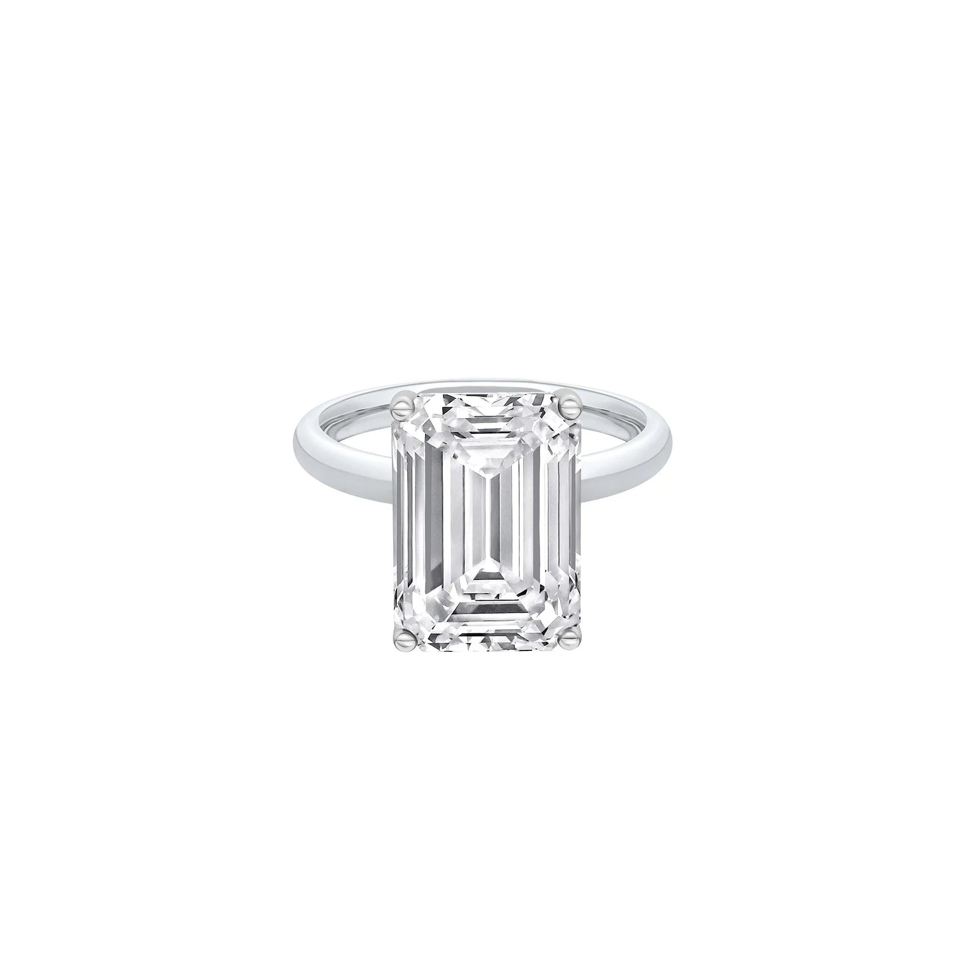 Lab Grown Diamond Emerald-Cut Solitaire Engagement Ring 14K White Gold (7 CT.) Size 7 2mm