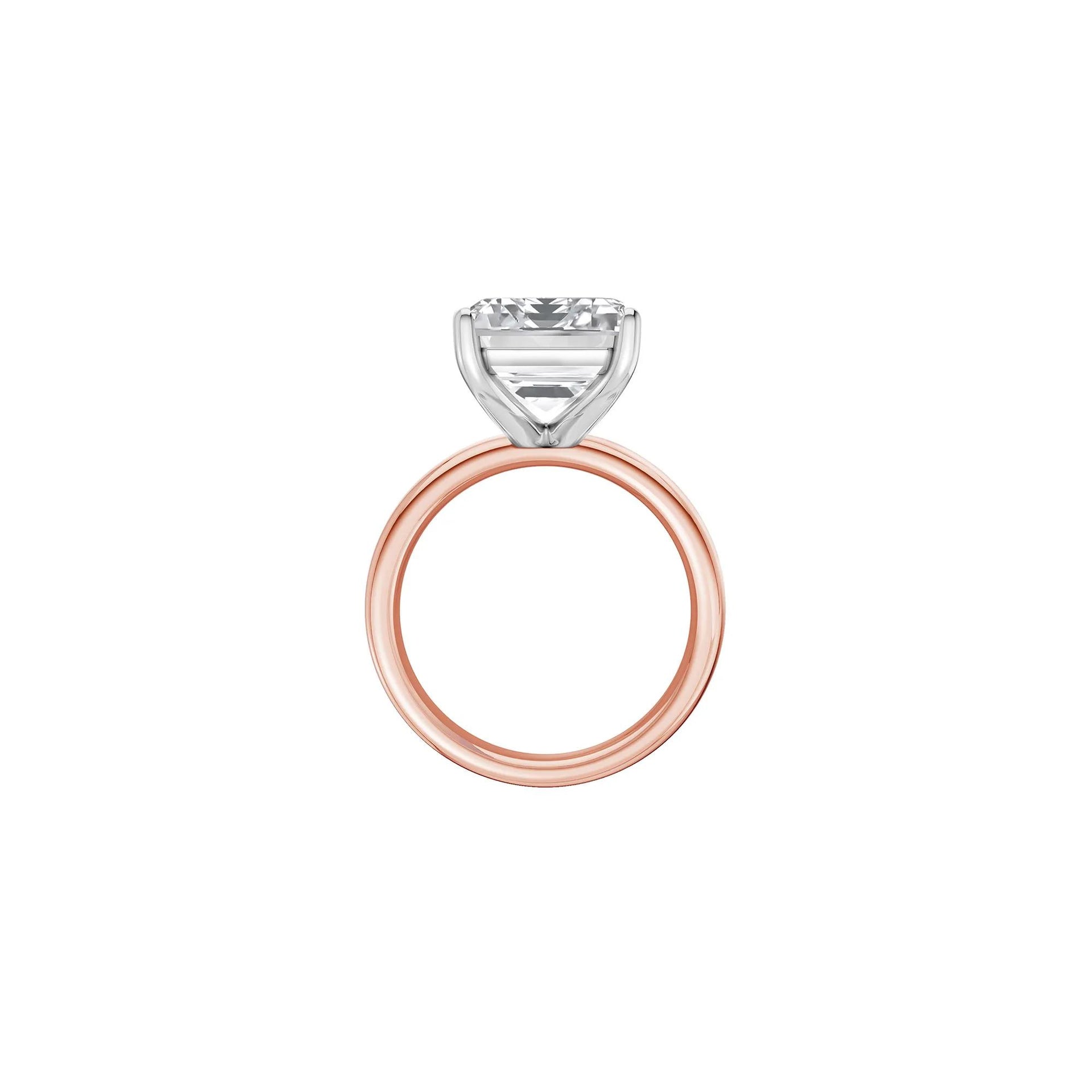 Lab Grown Diamond Emerald-Cut Solitaire Ring 14K Rose & White Gold (9 CT.) Size 8 2mm