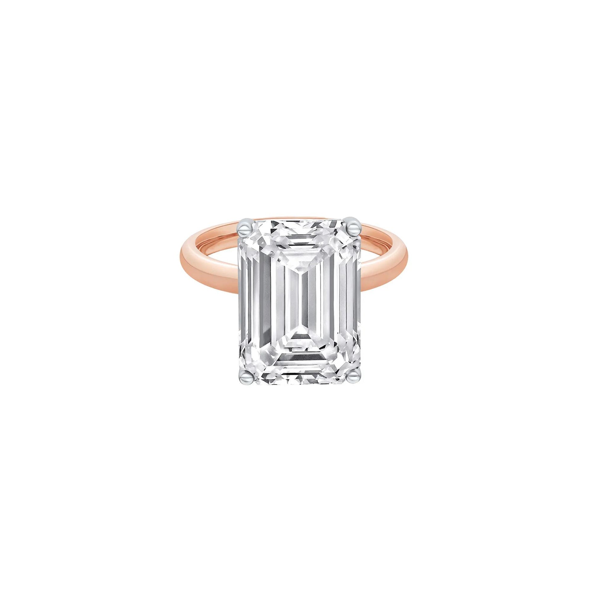 Lab Grown Diamond Emerald-Cut Solitaire Ring 14K Rose & White Gold (9 CT.) Size 8 2mm