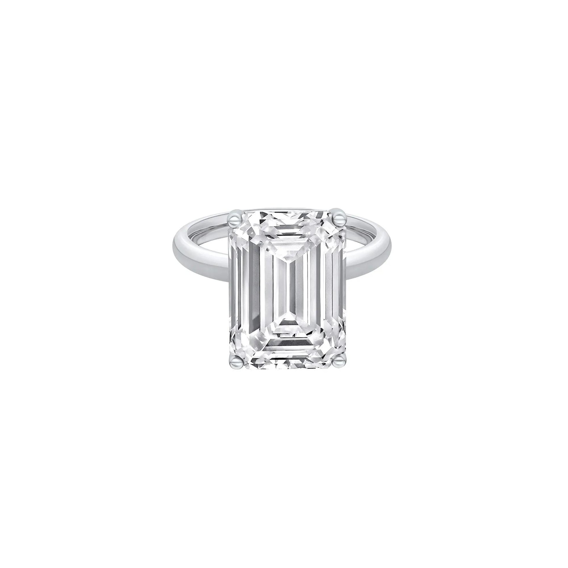 Lab Grown Diamond Emerald-Cut Solitaire Ring 14K White Gold (9 CT.) Size 9.5 2mm