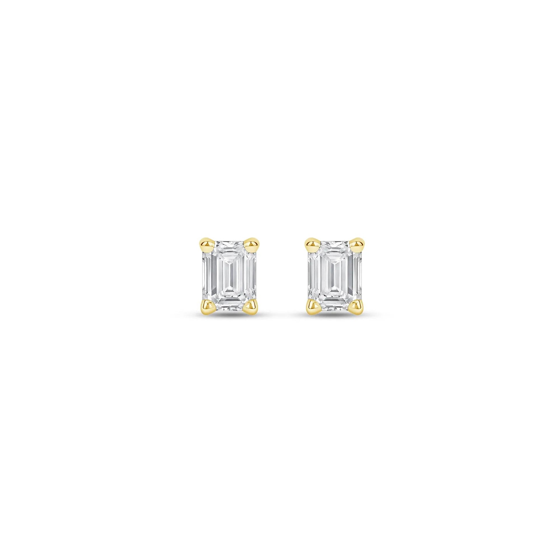 1/3 CT. Tw. Lab Grown Diamond Emerald-Cut Solitaire Stud Earrings 14K Yellow Gold Size 4.20mm
