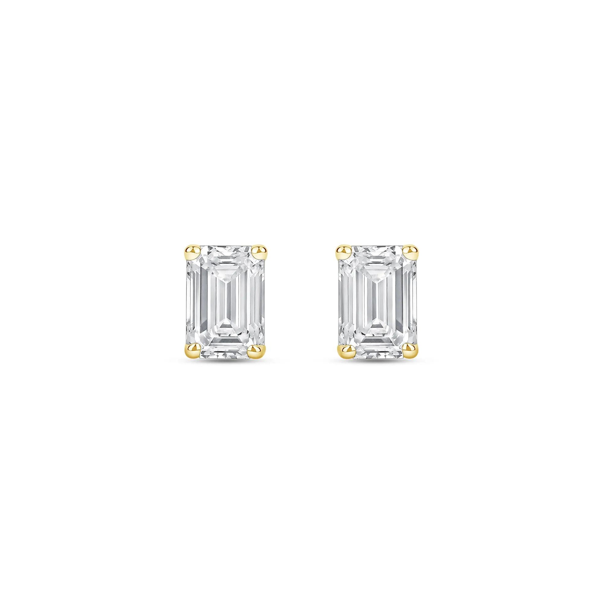 1/2 CT. Tw. Lab Grown Diamond Emerald-Cut Solitaire Stud Earrings 14K Yellow Gold Size 5.00mm