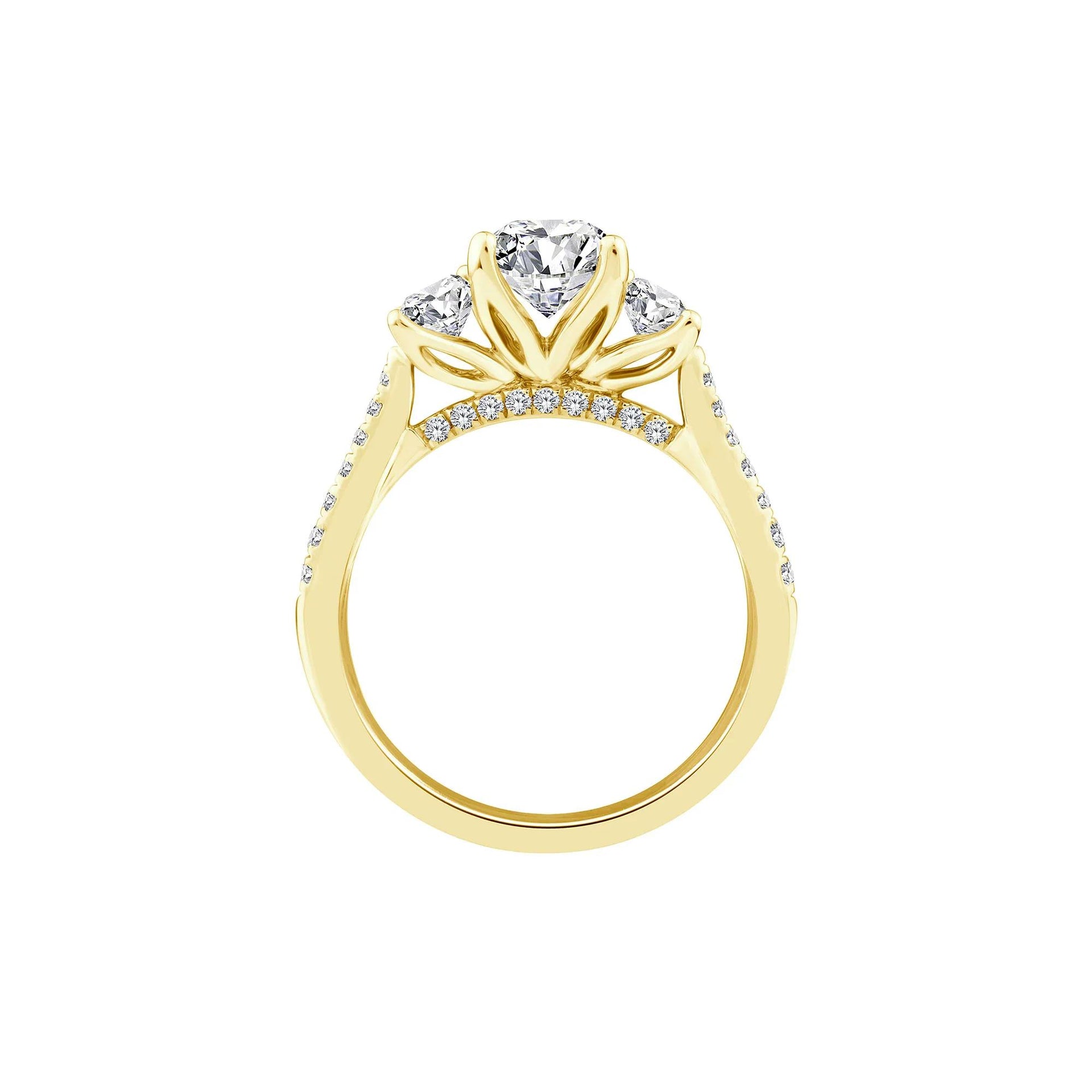 3 1/4 CT. Tw. Lab Grown Diamond Emerald-Cut Three Stone Engagement Ring 14K Yellow Gold Size 7.5